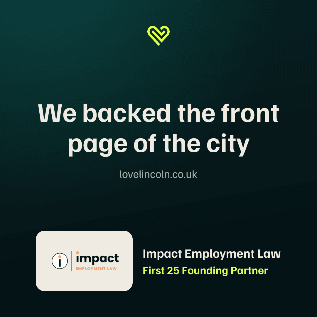 A Media Hub graphic for Impact Employment Law: “We backed the front page of the city”.