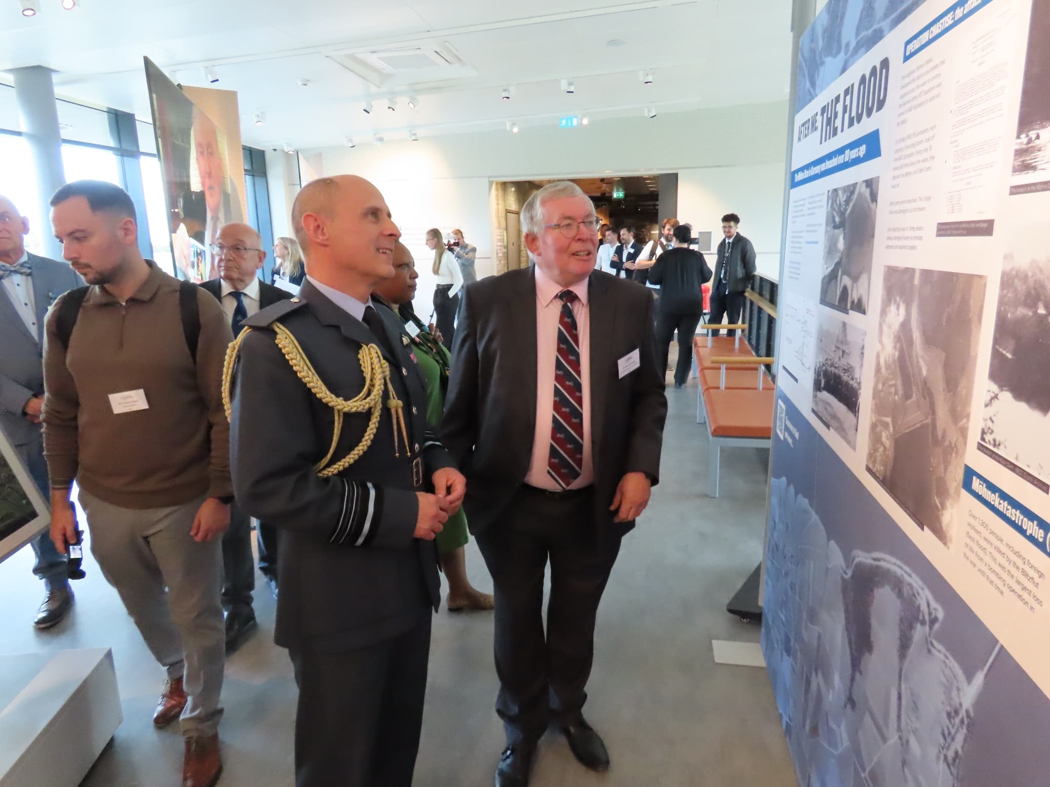 Air & Space Commander (ASC) Air Marshall Mark Flewin (L) with Dave Harrigan from Aviation Heritage Lincolnshire at the world preview of After Me
