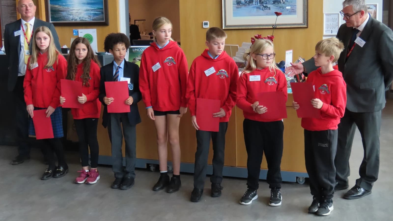 Current and former pupils from Scampton Primary School who did a reading at the world premiere of After Me, The Flood at the International Bomber Command Centre in Lincoln